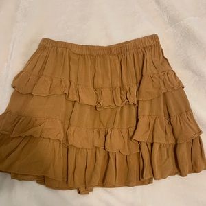 mink pink mustard yellow / gold ruffle skirt